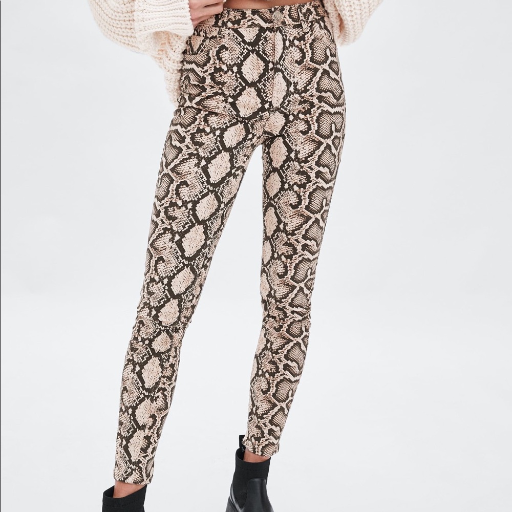 Zara Snakeskin Print Trousers
